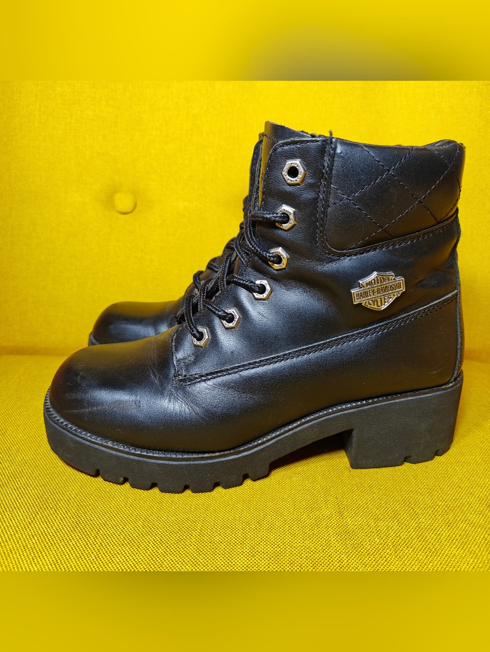 Harley-Davidson Cruise Control Black Leather Motorcycle Boot Women Shoe Size 6.5